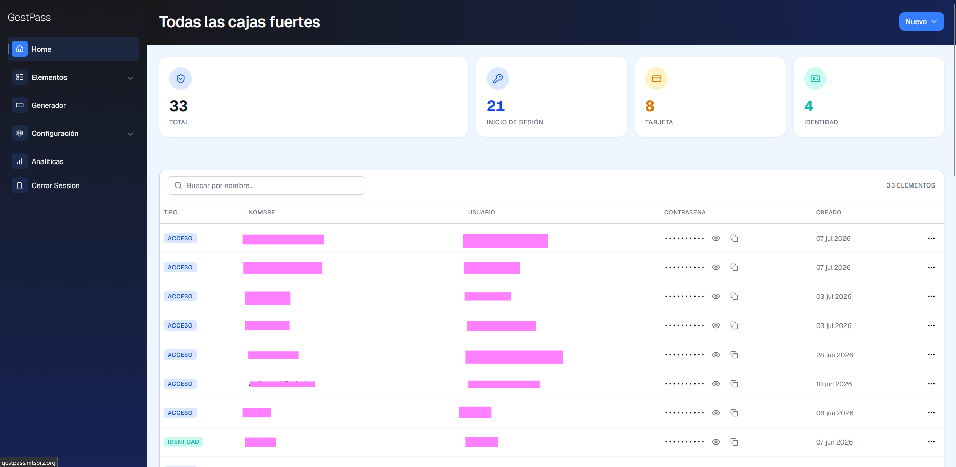 GestorPass · Gestión de Accesos y Contraseñas - vista 2